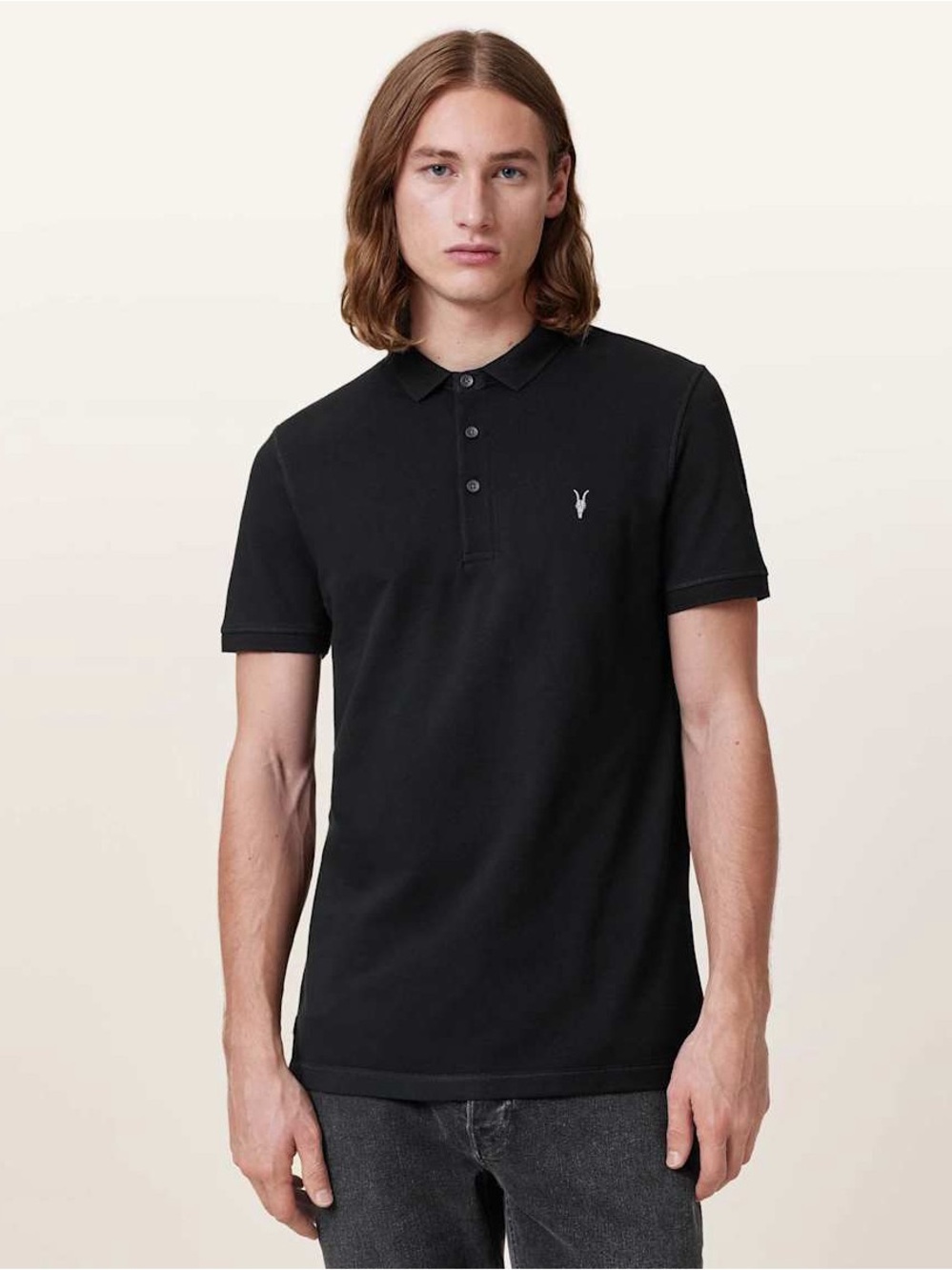 NWT ✨ All Saints Men's Black Polo REFORM SHORT SLEEVE POLO SHIRT- Large